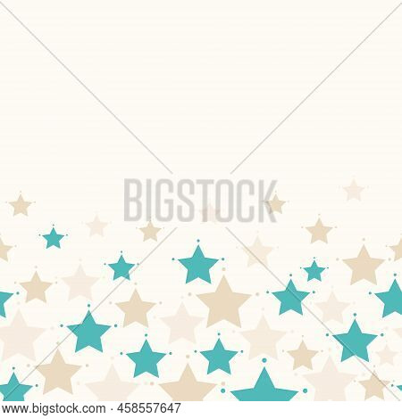 Sea Green And Brown Stars Horizontal Stripe Border Seamless Pattern Vector Background