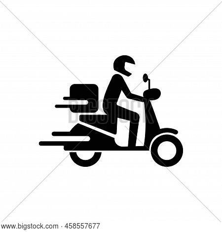 Shipping Fast Delivery Man Riding Motorcycle Icon Symbol, Pictogram Flat Design For Apps And Website