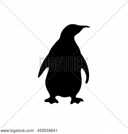 Silhouette Of A Penguin Isolated White Background. Vector Stock