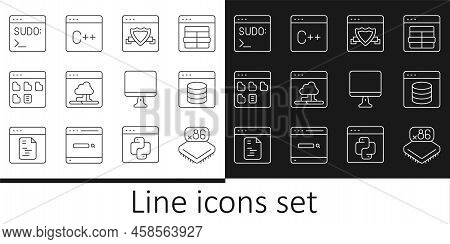 Set Line Processor With Microcircuits Cpu, Server, Data, Web Hosting, Browser Shield, Cloud Technolo