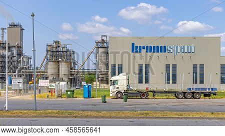 Lapovo, Serbia - May 26, 2022: International Company Kronospan Wood Based Panels Manufacture Factory