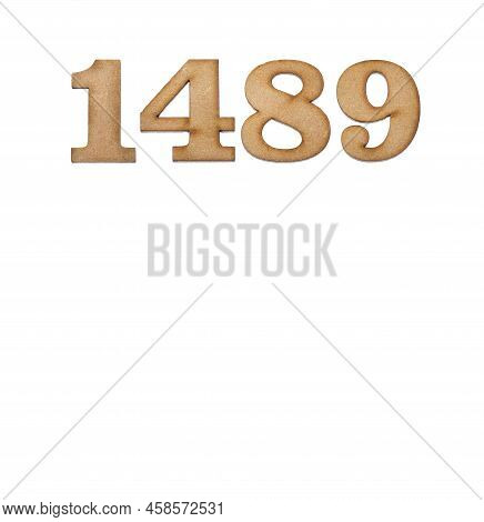 Number 1489 In Wood, Isolated On White Background