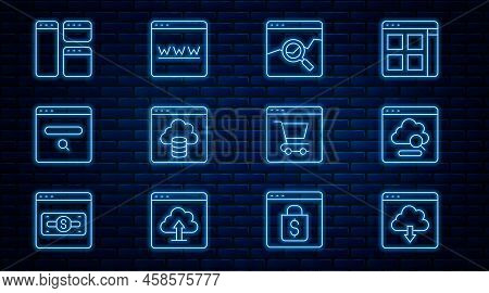 Set Line Cloud Download, Technology Data Transfer, Website With Stocks Market, Search Engine, Browse