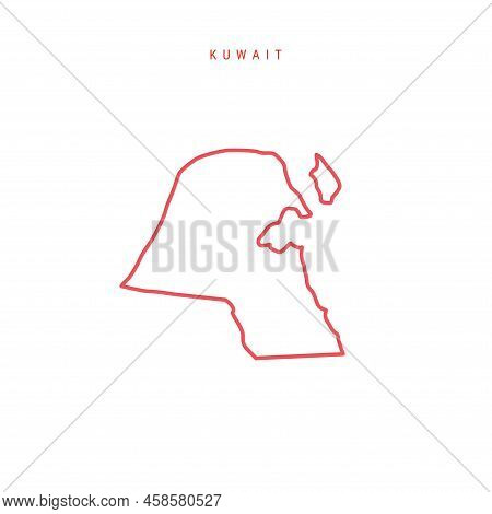 Kuwait Editable Outline Map. Kuwaiti Red Border. Country Name. Adjust Line Weight. Change To Any Col