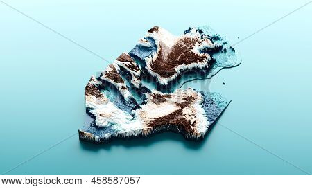 Topographic Djibouti Map Hypsometric Elevation Tint Spectral Shaded Relief Map 3d Illustration