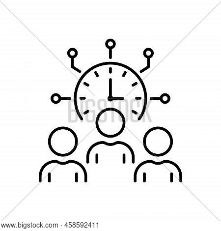 Time Management Outline Icon. Efficiency Team Work Process Schedule Clock Optimization Line Icon. Pr