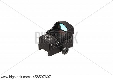 Modern Optical Collimator Sight. Aiming Device For Shooting At Short Distances. Isolate On A White B