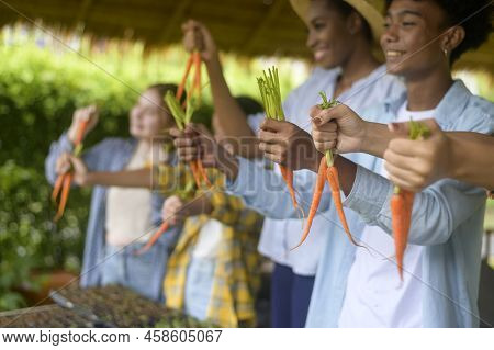 Group Of Mixed Race Students And Teacher Learning Agriculture  Technology In Smart Farming , Educati
