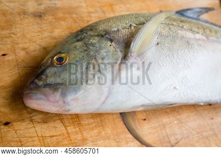 Caranx Melampygus, Bluefin Trevally Or Black Ulua On Wood Floor