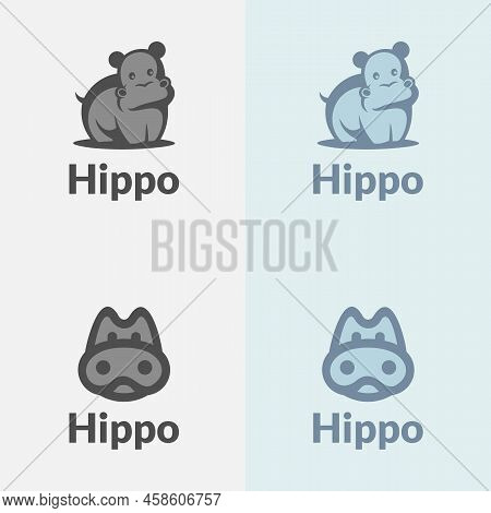 Hippo Logo Design Minimalis Concept. Suitable For Company Logo, Print, Digital, Icon, Apps, And Othe