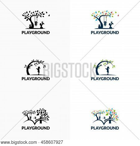 Playground Vector Logo Illustration. Playgroup, Preschool, Kindergarten Logo Template