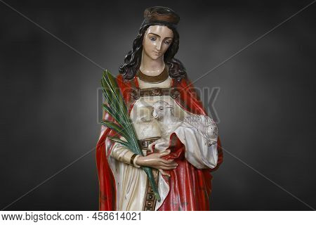 Statue Of Agnes Of Rome - Santa Ines - Saint Of Catholic Religion