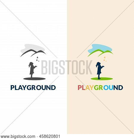 Playground Vector Logo Illustration. Playgroup, Preschool, Kindergarten Logo Template
