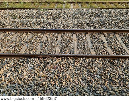 Train Tracks In Morning