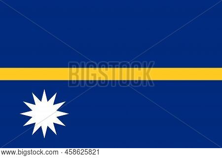Flag Of Nauru. Nauruan National Banner And Patriotic Symbol. Official Colors. Flat Vector Illustrati