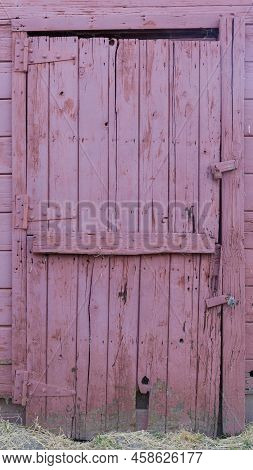 Red Barn Door at Garin Regional Park, Hayward, Alameda County, California, USA.