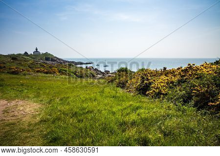 Chausey Island Coast And Lighthouse In Brittany, France