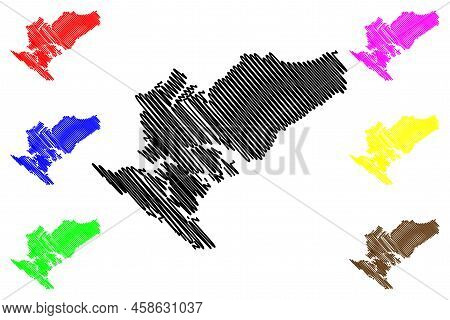 Riesco Island ( Republic Of Chile, South And Latin America) Map Vector Illustration, Scribble Sketch