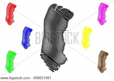 Romo Island (kingdom Of Denmark) Map Vector Illustration, Scribble Sketch Romo Map