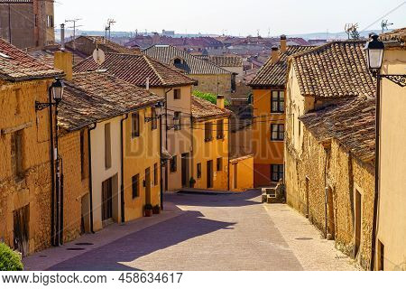 Picturesque Alley Of Colorful Old Houses In The Medieval Village Of San Esteban De Gormaz.