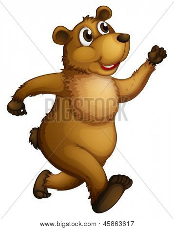 白い背景の上を実行している大きなクマのイラスト