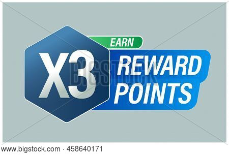 Loyalty Program Abstract, Earn X3 Reward Points Vector Icon