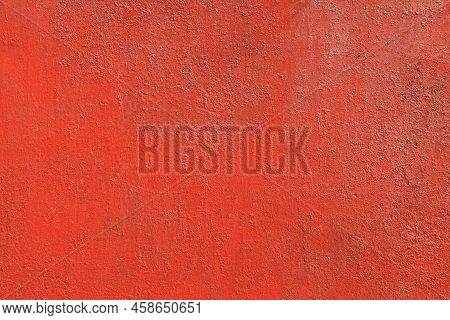 Metall Wall, Background, Texture. Rusted Metallic Backdrop. An Old Red And Rusty Surface With Faded 