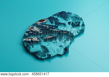 Topographic Nauru Map Hypsometric Elevation Tint Spectral Shaded Relief Map 3d Illustration