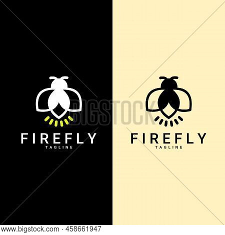 Firefly With Electric Light Bulb Lamp Logo Icon Design Template.