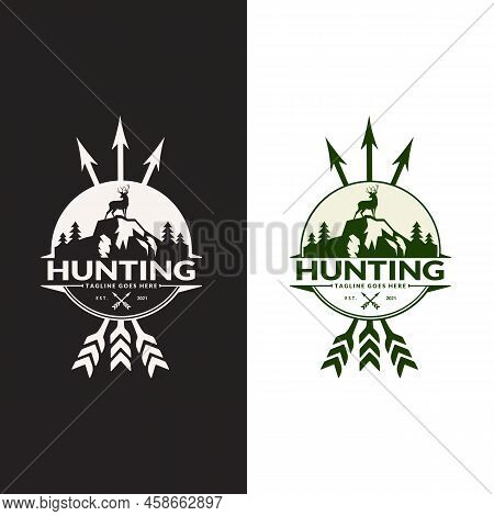 Deer Hunter Logo Type, Hunter Man And Deer, Hunter Club, Deer Hunting, Animal Wildlife Symbol Icon