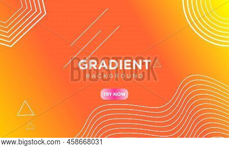 Colorful Gradient Orange Background With White Outline Shape