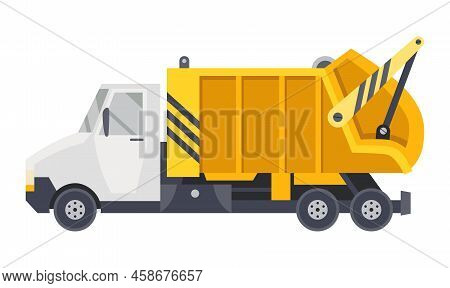 Garbage Truck With Auto Loader. Collection And Transportation Of Solid Household And Commercial Wast