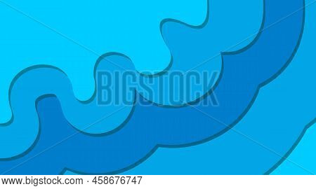 Blue Color Palette Paper Cut Waves Background Design