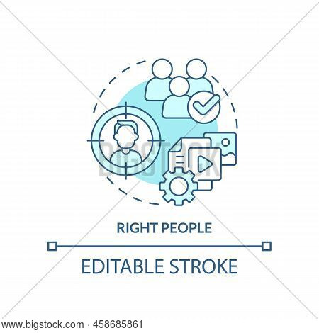 Right People Turquoise Concept Icon. Focus On Audience. Marketing. Content Tip Abstract Idea Thin Li