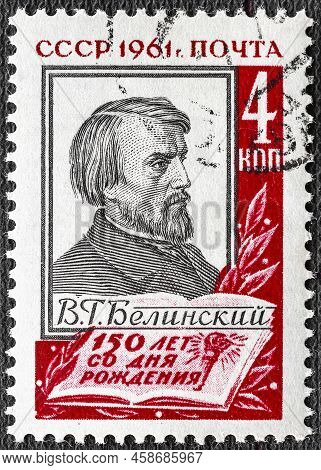 Ussr Postage Stamp, Circa 1961.a Stamp Printed In Ussr Russia Shows Portrait Of Vissarion Grigoryevi
