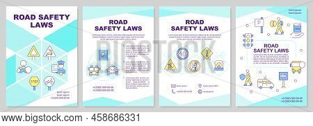 Road Safety Laws Brochure Template. Driving Regulations. Leaflet Design With Linear Icons. Editable 