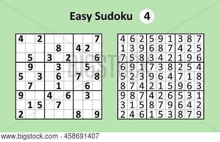 Sudoku Game With Answers. Easy Complexity. Simple Vector