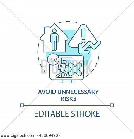 Avoid Unnecessary Risks Turquoise Concept Icon. Emergency Preparedness Tip Abstract Idea Thin Line I
