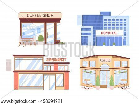 City Service Semi Flat Color Vector Objects Set