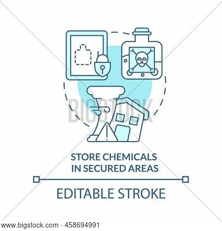 Store Chemicals In Secured Areas Turquoise Concept Icon. Prepare For Tornado At Home Abstract Idea T