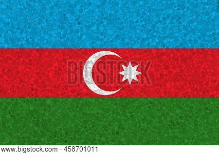 Azerbaijan Flag On Styrofoam Texture. Flag Painted On Polyfoam.