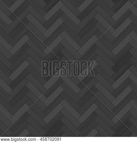 Gark Gray Wooden Parquet, Seamless Herringbone Pattern. Grayscale Hardwood Zigzag Laminate Floor. Wo