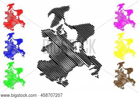 Rugen Island (baltic Sea, Federal Republic Of Germany) Map Vector Illustration, Scribble Sketch Rugi