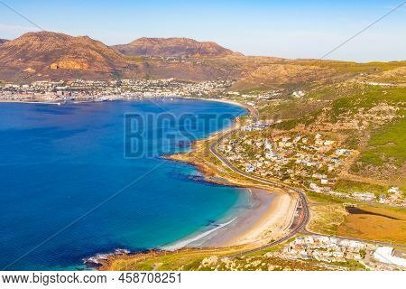 Elevated View Of Glencairn Beach And Simon's Town In Cape Town, South Africa