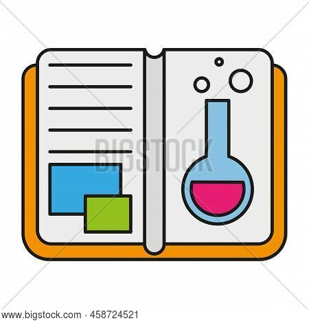 Cartoon Book Chemistry. Education Concept. Medical Design. Vector Illustration. Stock Image.