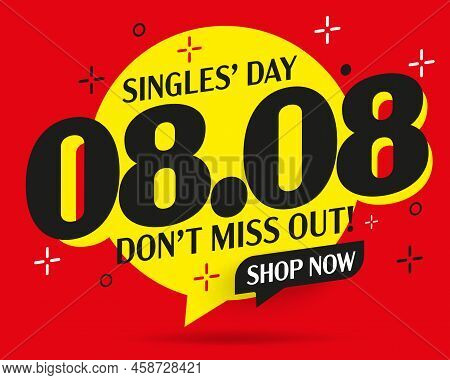 08.08 Sale Label. Single Day Sale Sticker Vector Illustration. Special Shopping Offer Advertisement.