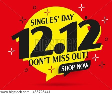 12.12 Sale Label. Single Day Sale Sticker Vector Illustration. Special Shopping Offer Advertisement.