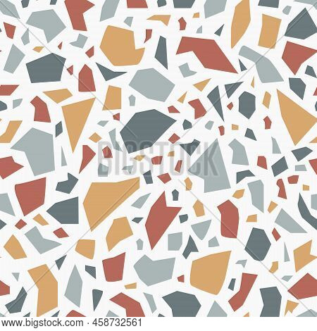 Colorful Terrazzo Seamless Pattern. Bright Decorative Mosaic Background. Tiles, Floor, Surface Desig