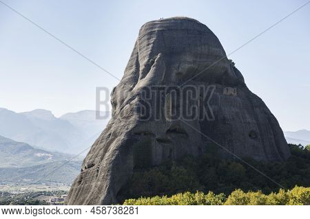 The Huge Rock Pillars Formation Of Meteora, Beside The Pindos Mountains. Western Region Of Thessaly,