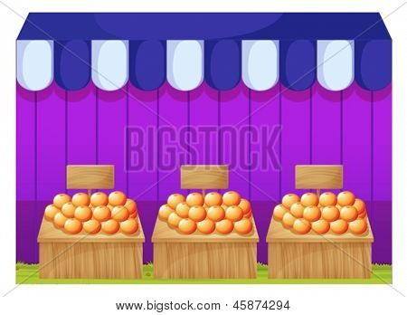 Illustration av fruitstands med tomma signages mot vit bakgrund
